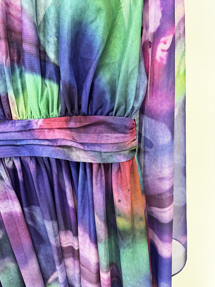 Spring Summer Star Bay Sleeve Colorful Printed Maxi Dress - Image 5
