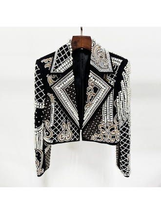Early Spring Star Luxury Machine Embroidery Beads Rhinestones Short Coat Jacket