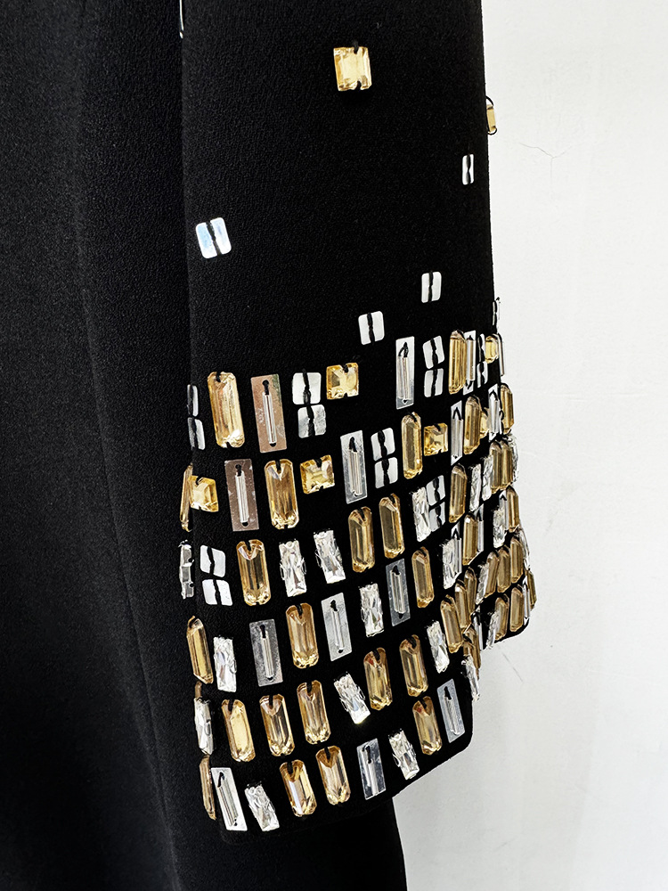 Heavy Industry Beads Diamond Five Quarter Sleeve Mid Length Dress - Image 8