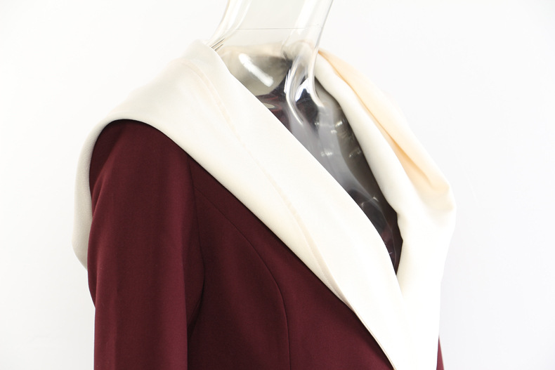 Irregular Asymmetric Stitching Faux Two Piece Hooded Mid Length Blazer Top - Image 8