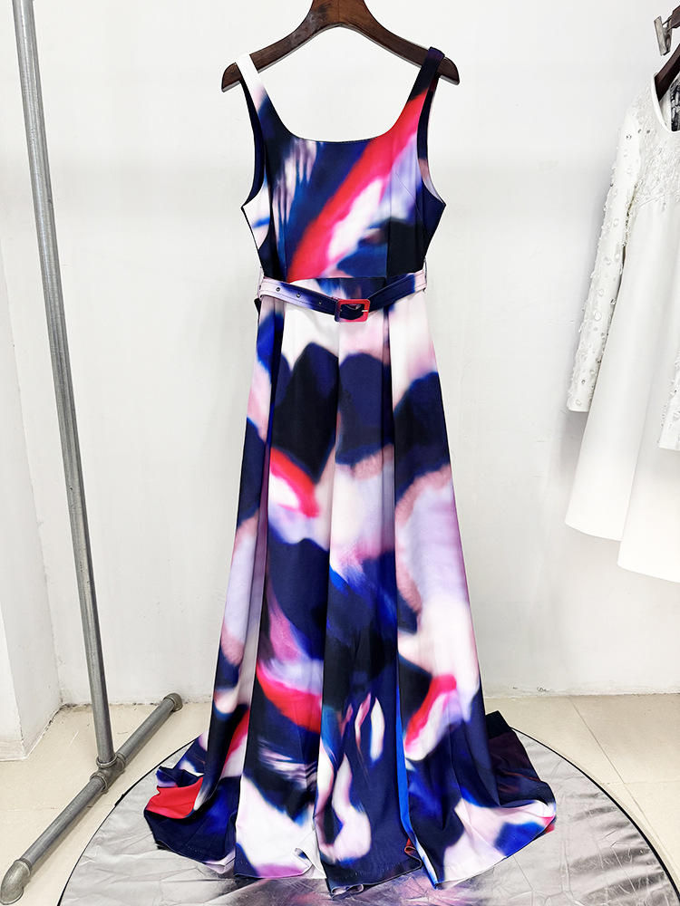 Sleeveless Vest Colorful Printed Maxi Dress - Image 3