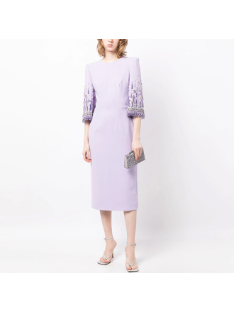 Star Heavy Industry Beads Diamond Embedded Mid Length Dress