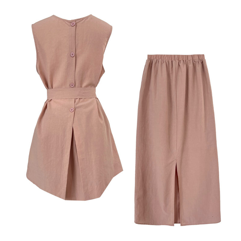 High Grade Cinched Sleeveless Top with High Waist Skirt Two Piece Sets - Image 13