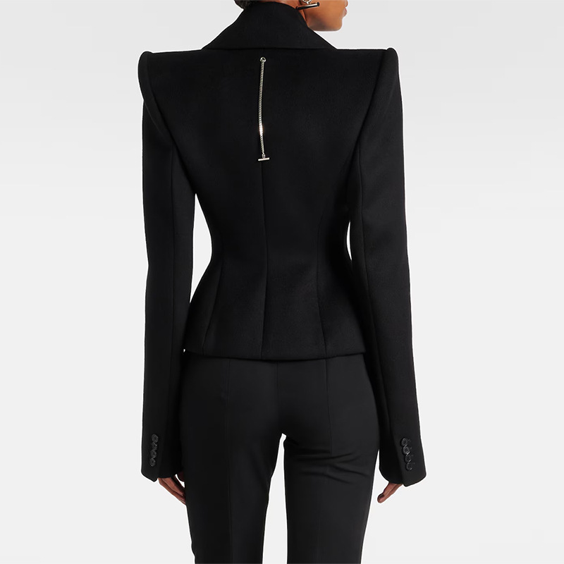 Early Autumn Double Breasted Simple Slim Fit Large Collared Woolen Jacket Coat - Image 2