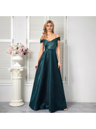 Elegant Spaghetti Strap Cross Stomach Blanket Formal Dress