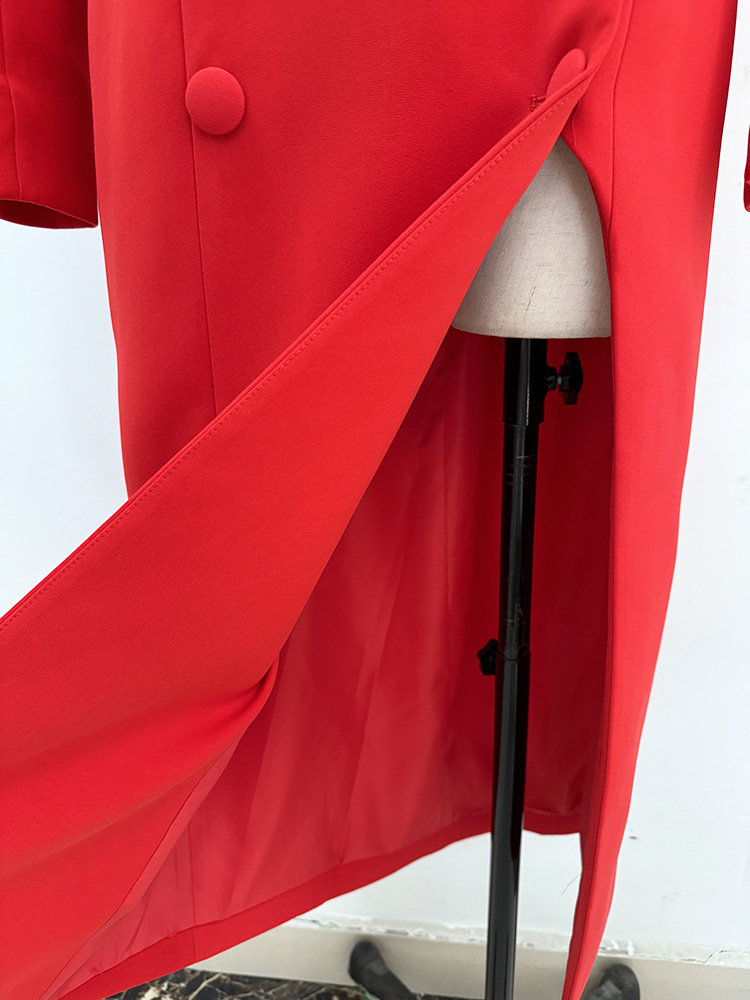 Autumn Winter Star Personality Design Stand up Collar Slim Fit Long Trench Coat Dress - Image 7