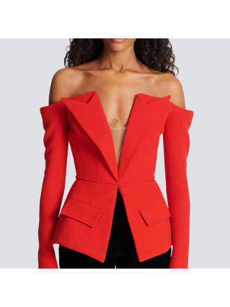Zipper Personality Sexy Solid off Shoulder Blazer
