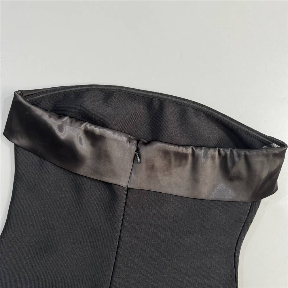 Exquisite Rhinestone Tube Top Bandage One Piece Dress Party Gathering Halter Ribbon Evening Dress - Image 11