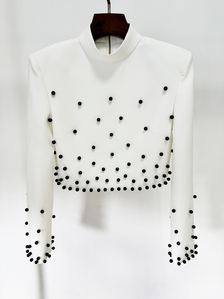 Heavy Industry Pearl Beaded Short Top Skirt Set Two Piece Set - Image 2