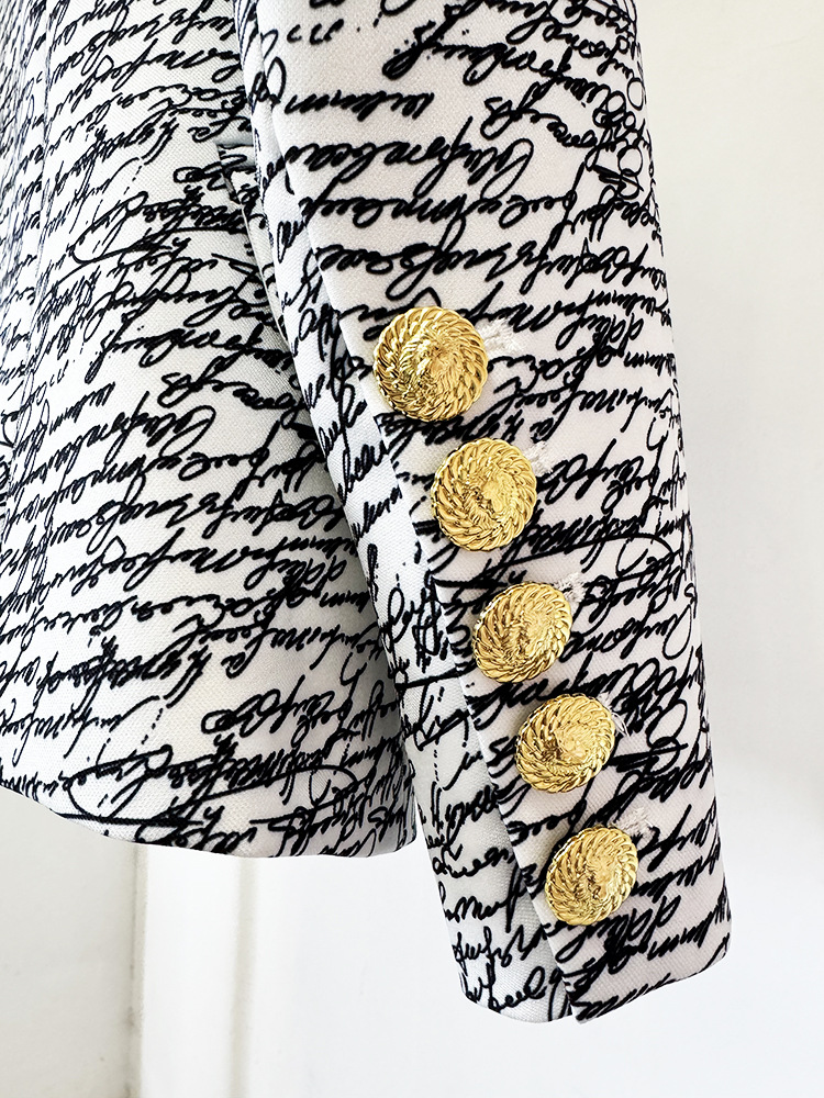 Spring Series English Letter Graphic Printing One Button Slim Blazer Jacket - Image 8