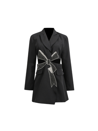 Blazer Elegant Diamond Bow Cropped Outfit