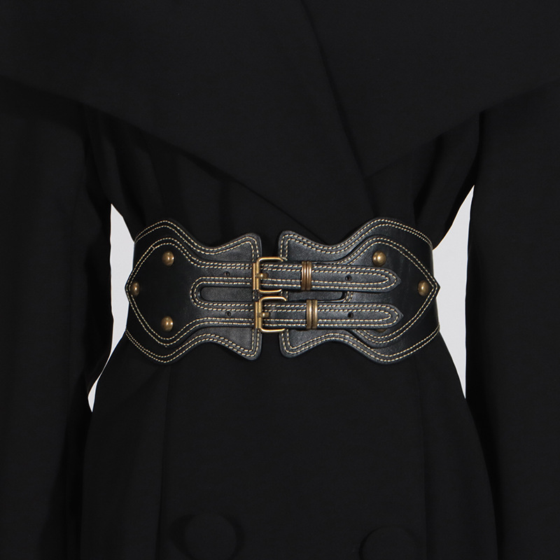Polo Collar Waist Seal Tight Waist Heavy Work Long Sleeve Double Breasted Trench Coat - Image 7