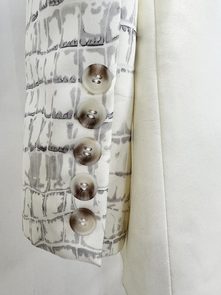Crocodile Leather Print Blazer Trousers Two Piece Sets - Image 7