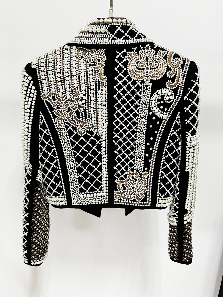 Early Spring Star Luxury Machine Embroidery Beads Rhinestones Short Coat Jacket - Image 2