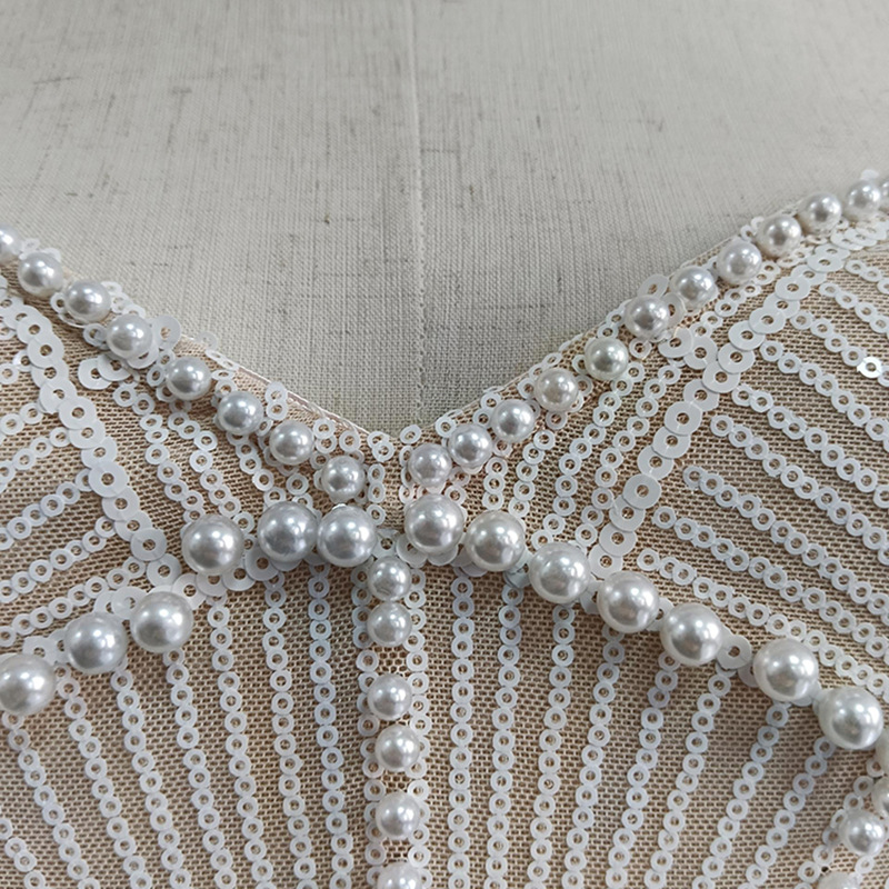 Light Luxury High Grade Beaded Sequ Cropped Outfit Hip Spaghetti Straps Dress - Image 4