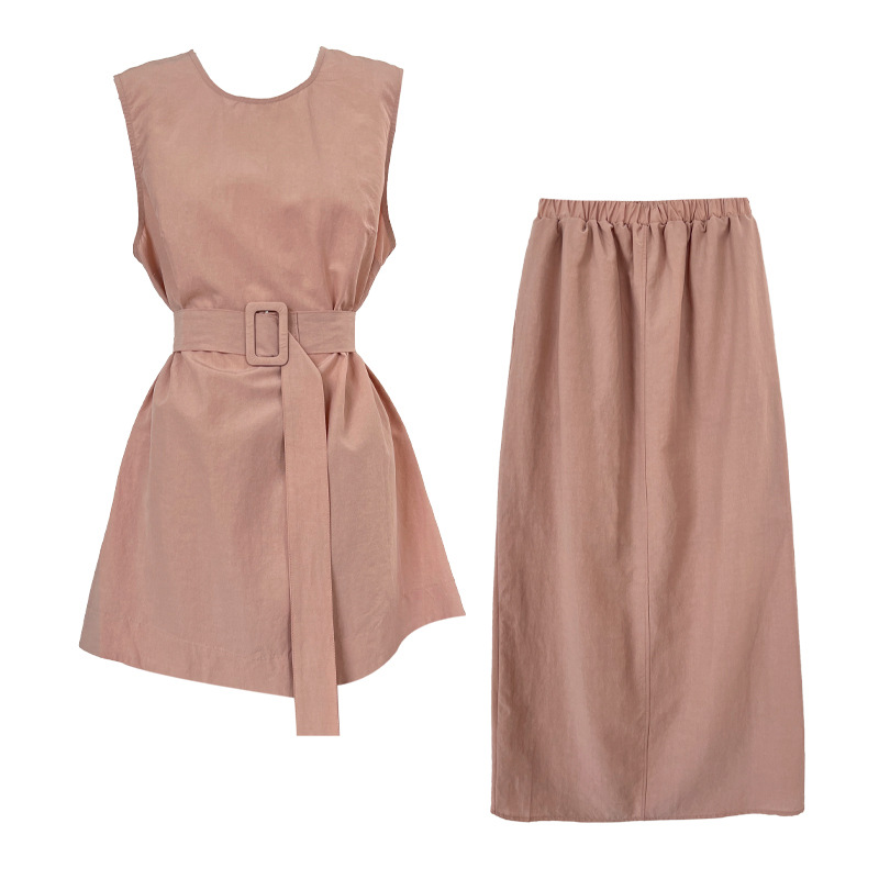 High Grade Cinched Sleeveless Top with High Waist Skirt Two Piece Sets - Image 12