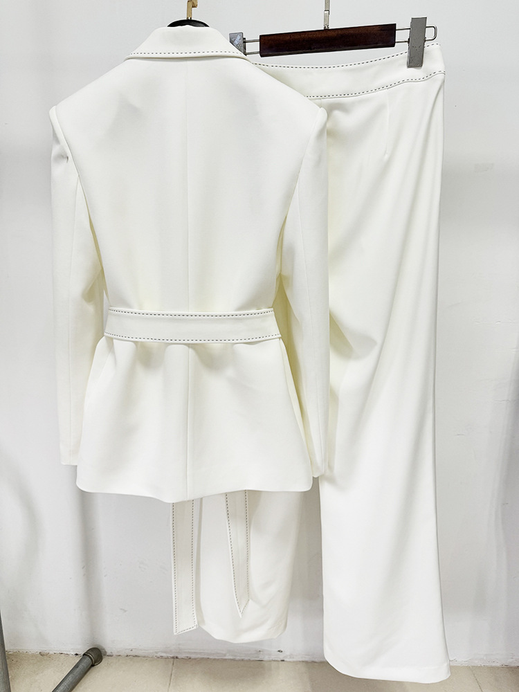 Star Beading Decorative Series Belt Work Pant Suit Two Pieces Set - Image 12