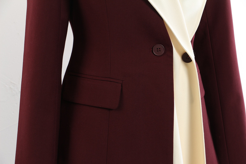 Irregular Asymmetric Stitching Faux Two Piece Hooded Mid Length Blazer Top - Image 6