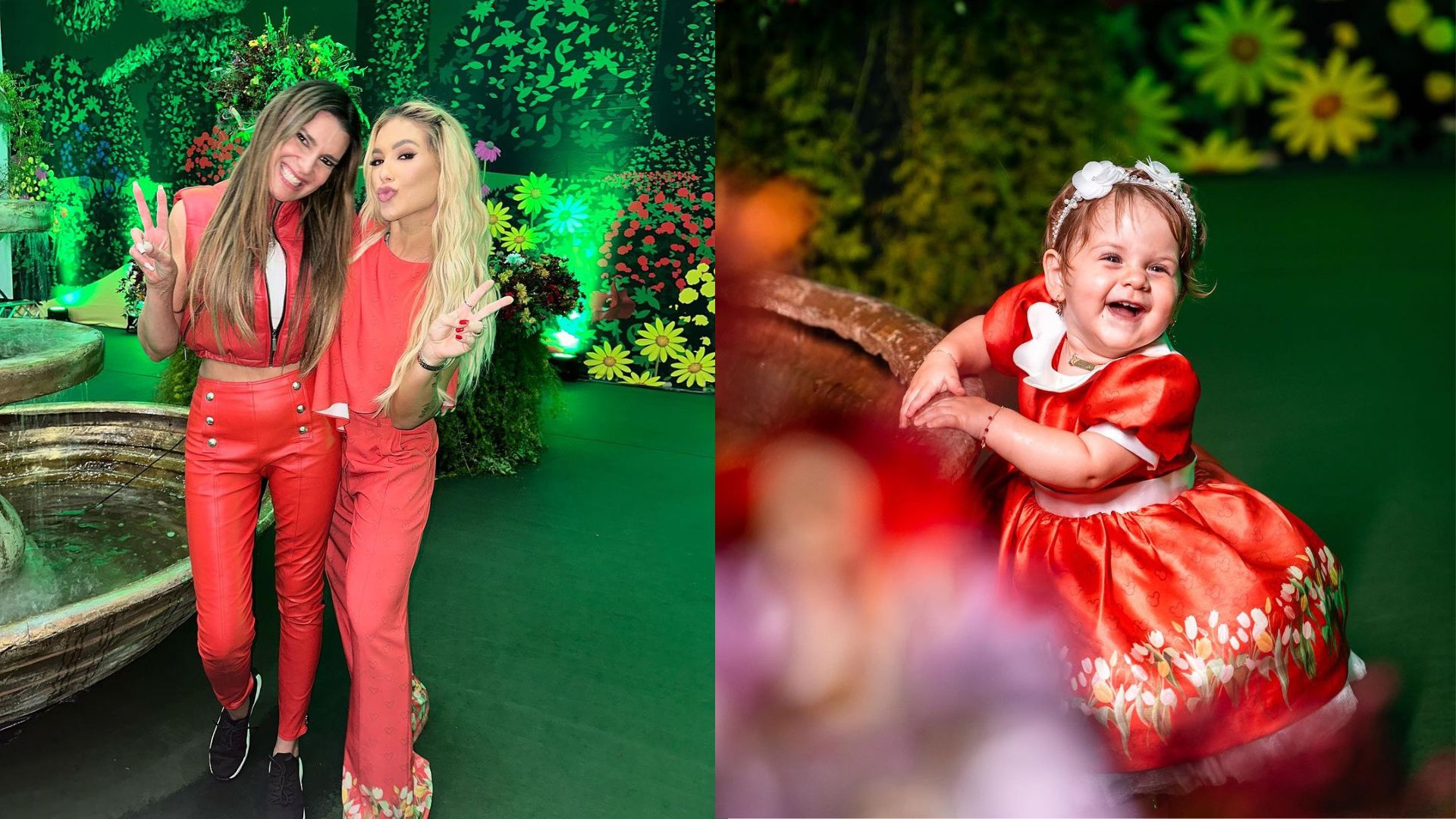 Organizadora de eventos das celebridades Andréia Guimarães ao lado de Virginia Fonseca, no aniversário de 1 ano de Maria Flor, filha caçula da influenciadora digital com o cantor Zé Felipe
