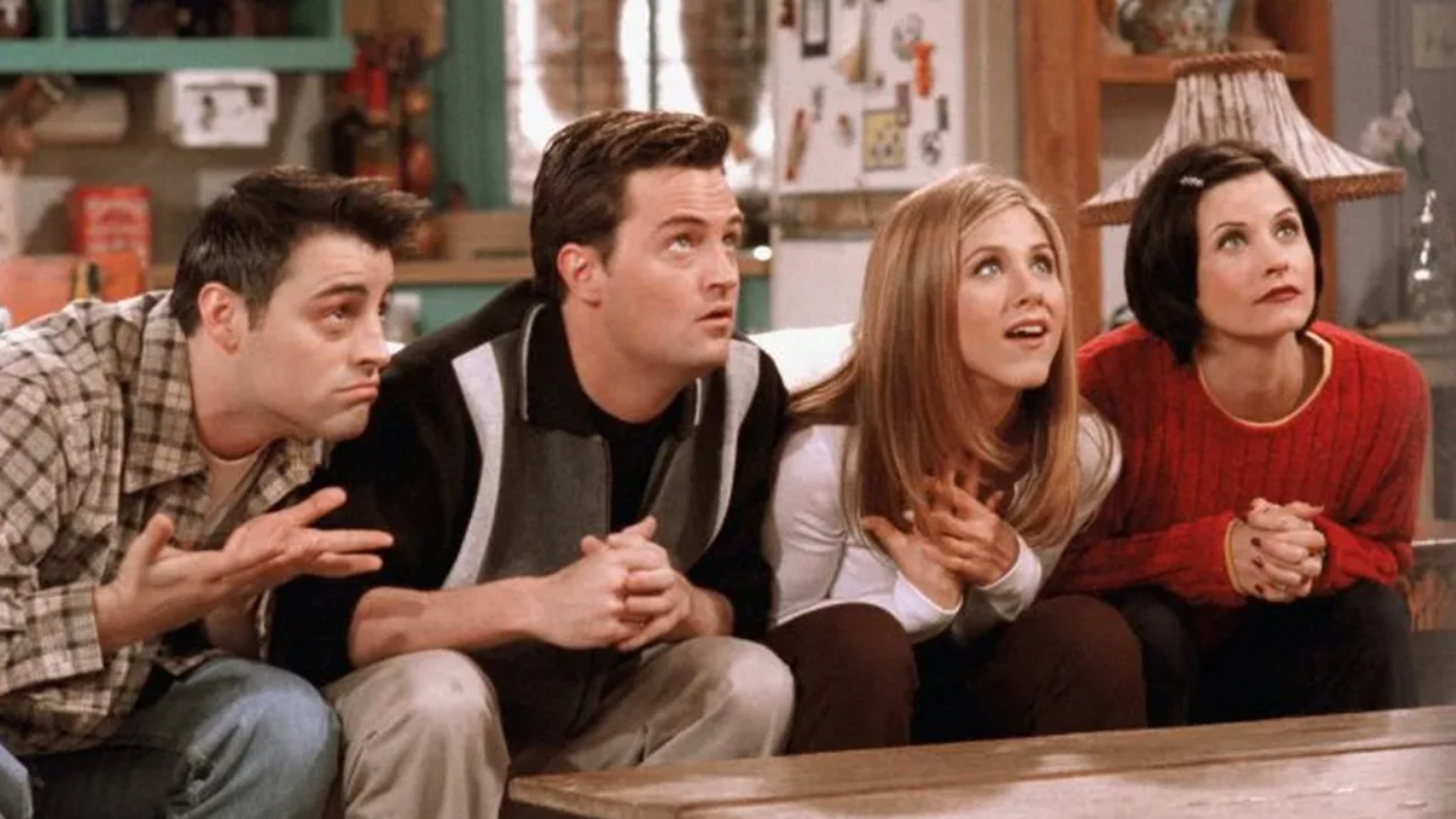 Matt LeBlanc, Matthew Perry, Jennifer Aniston, Courteney Cox, Joey Tribbiani, Chandler Bing, Rachel Green, Monica Geller