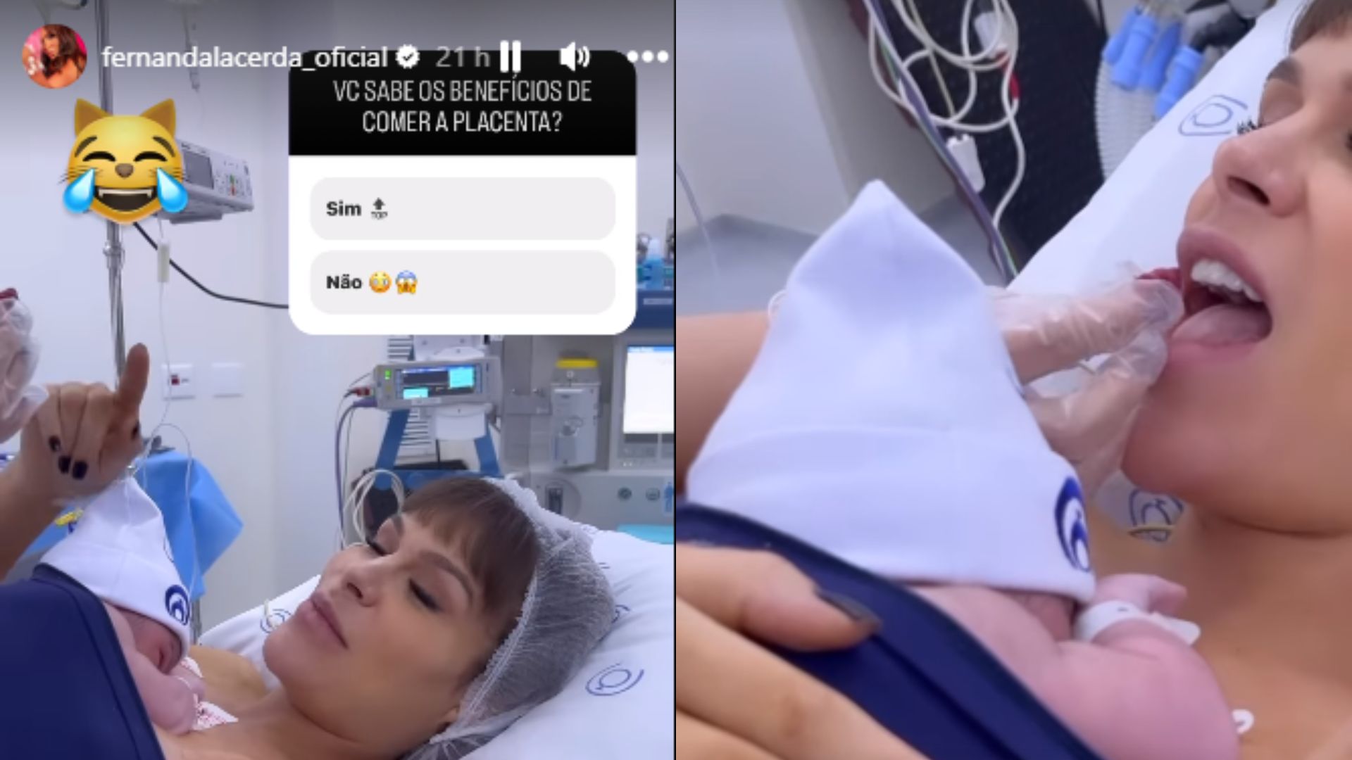 Fernanda Lacerda, Mendigata do Pânico, come placenta de primeiro filho, Gabriel