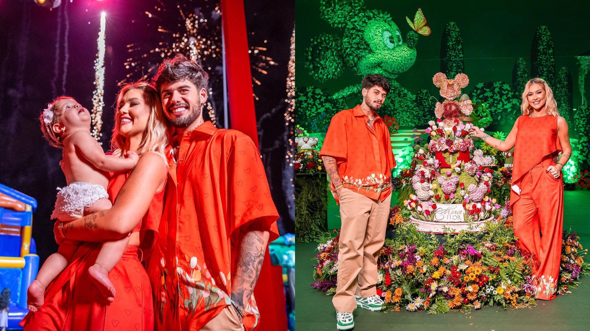 Virginia Fonseca e Zé Felipe em aniversário de 1 ano de Maria Flor