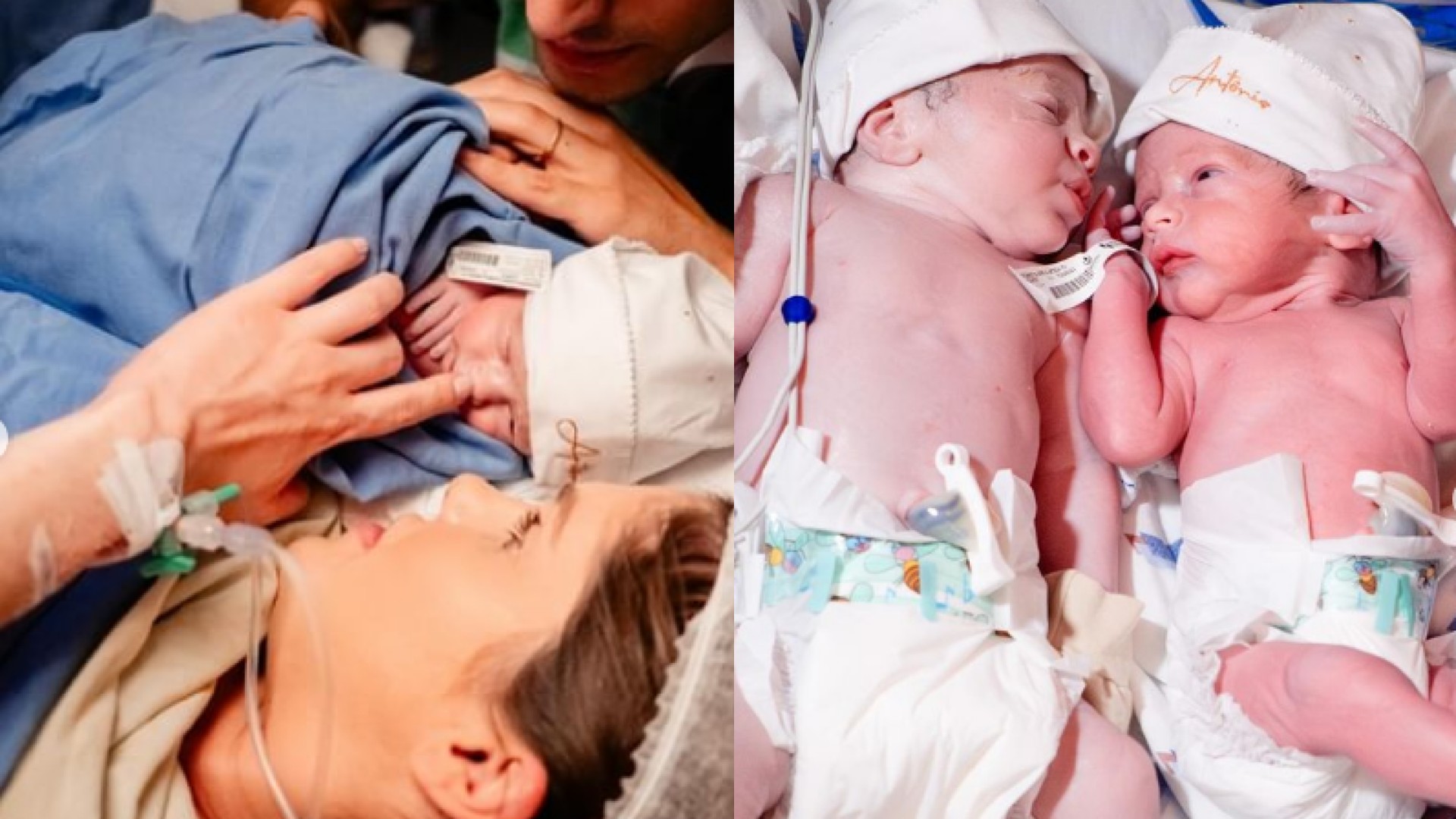 B&aacute;rbara Evans e os g&ecirc;meos rec&eacute;m-nascidos &Aacute;lvaro e Ant&ocirc;nio