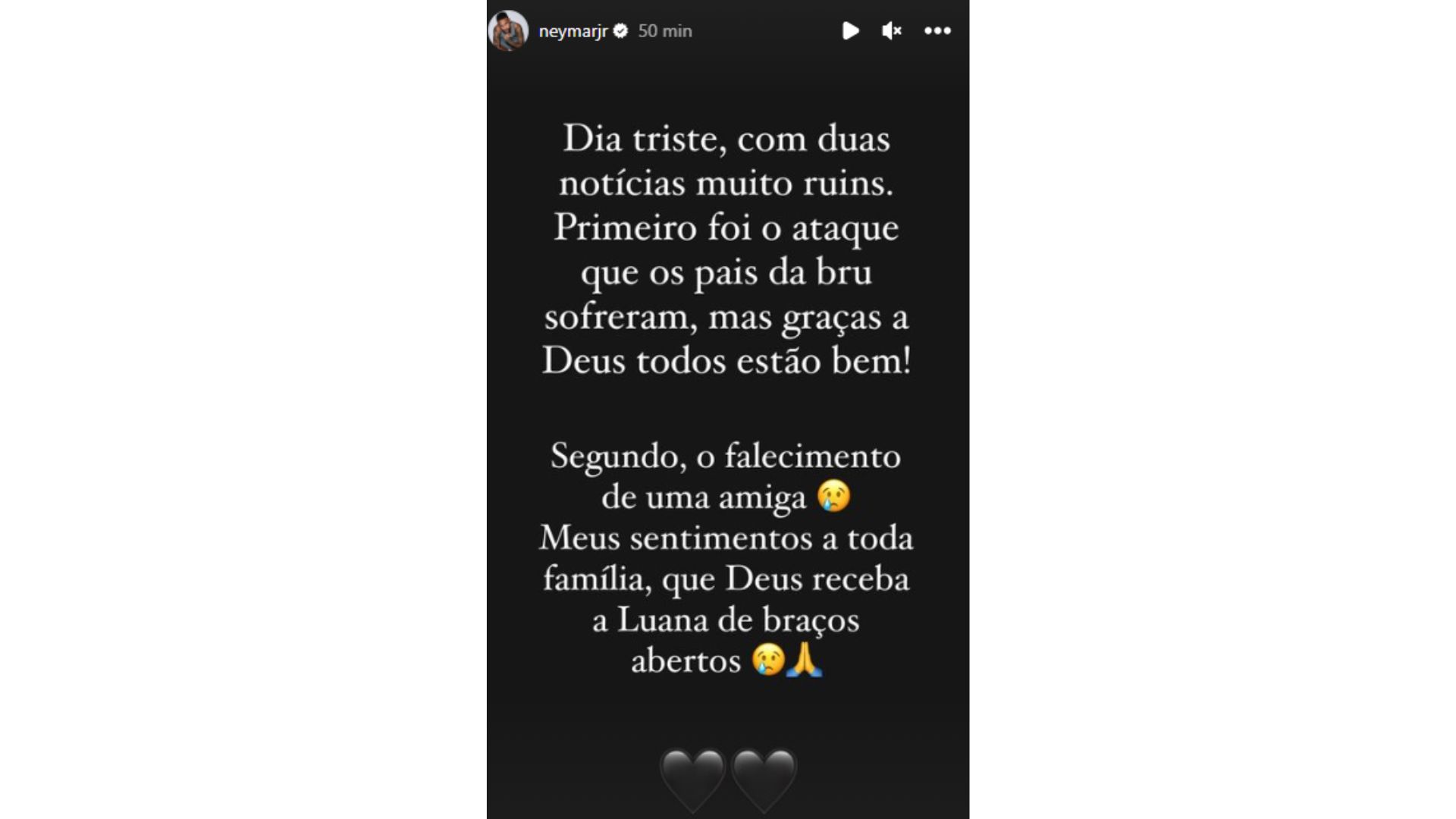 Declaração de Neymar nas redes sociais