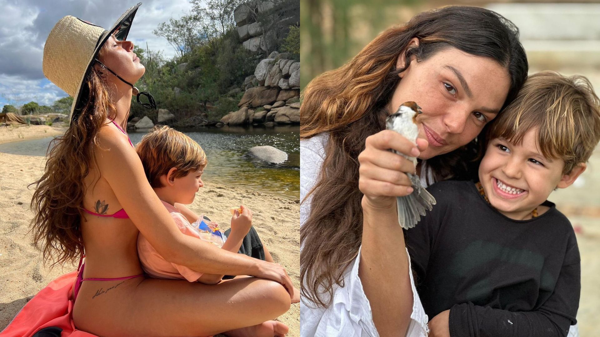 Isis Valverde e o filho Rael