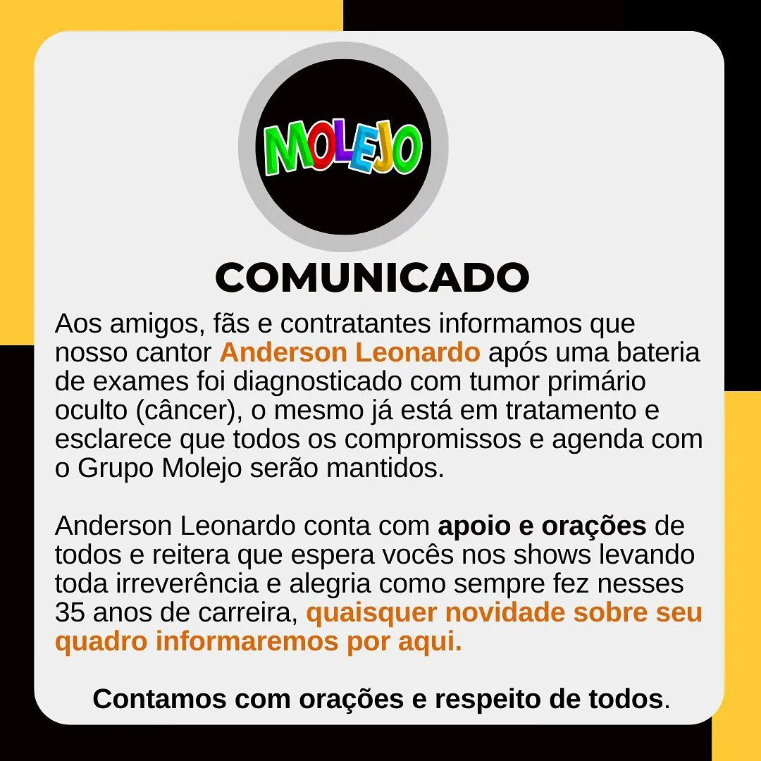 Comunicado da assessoria Grupo Molejo