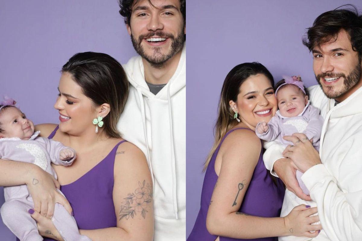 Eliezer e Viih Tube com a primeira filha Lua