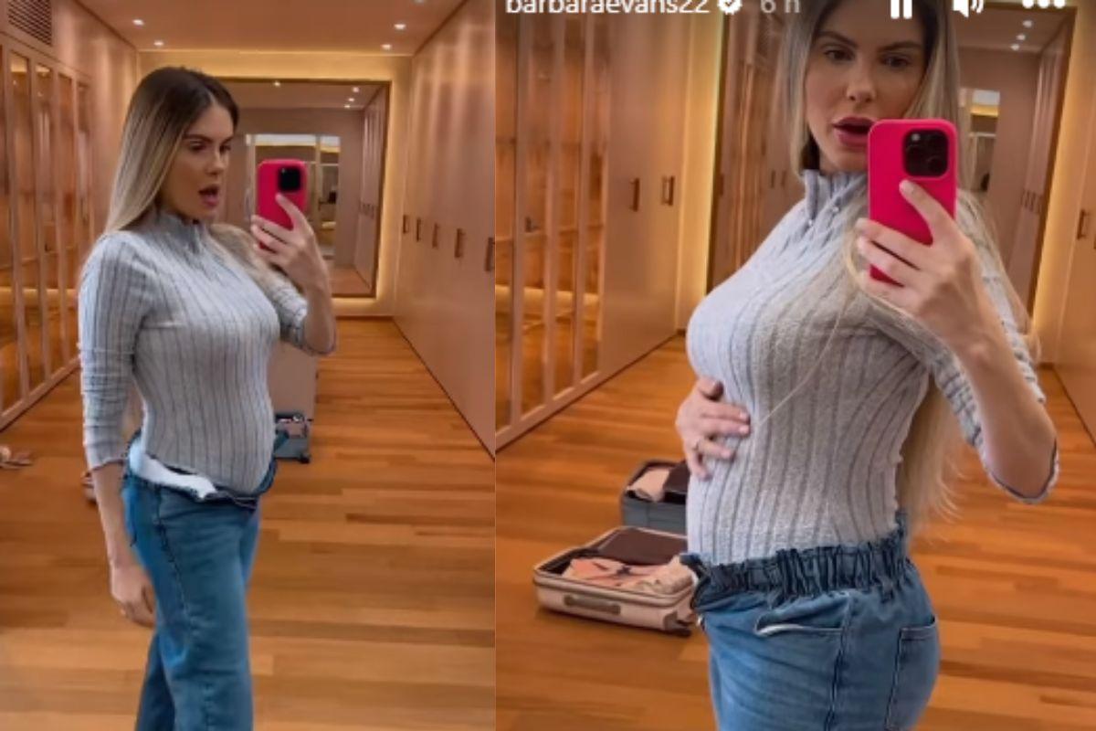 Bárbara Evans mostra evolução da gravidez