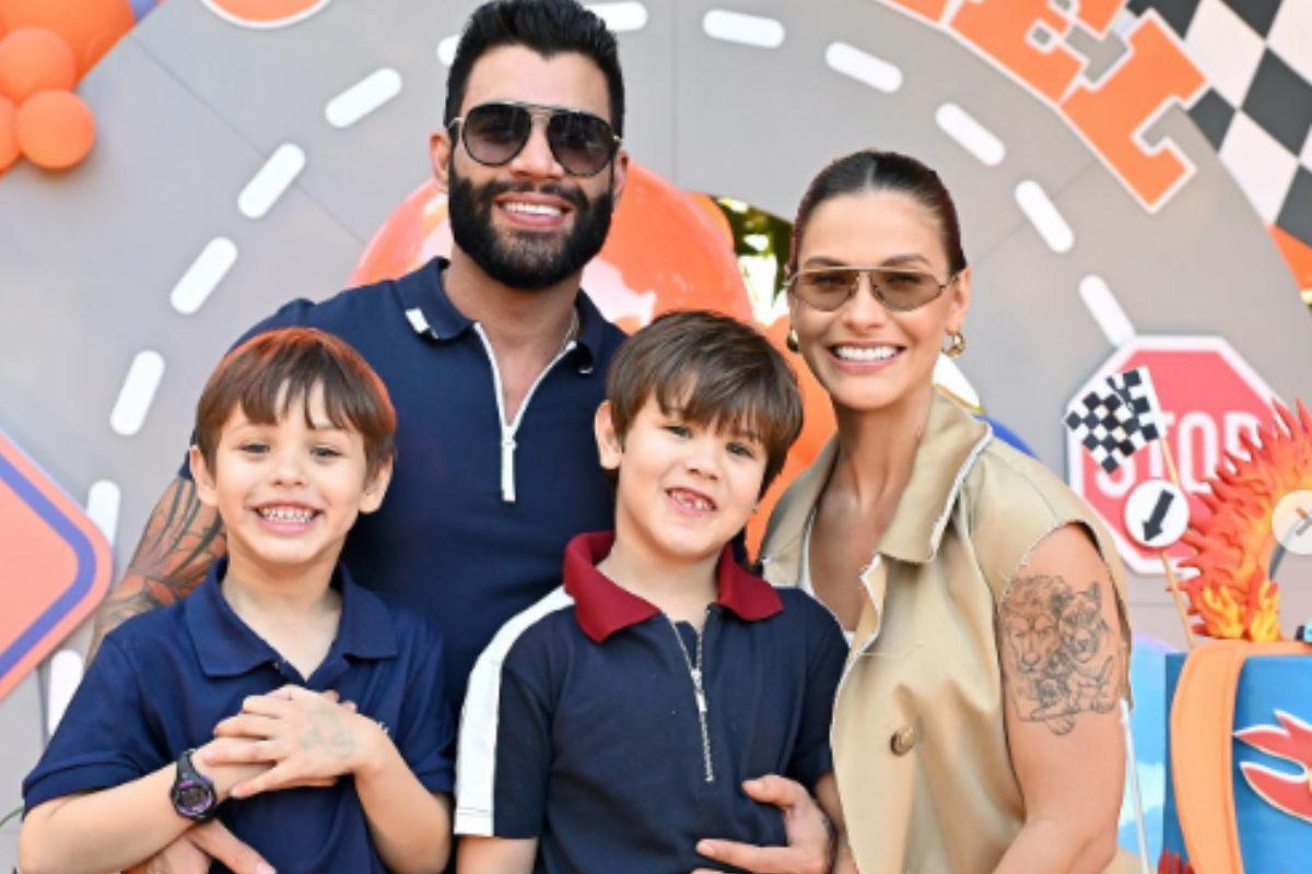 Andressa suita com Gustavo Lima e os filhos