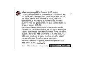 Comentário que Mayara compartilhou no stories de uma seguidora. (Foto: reprodução instagram)