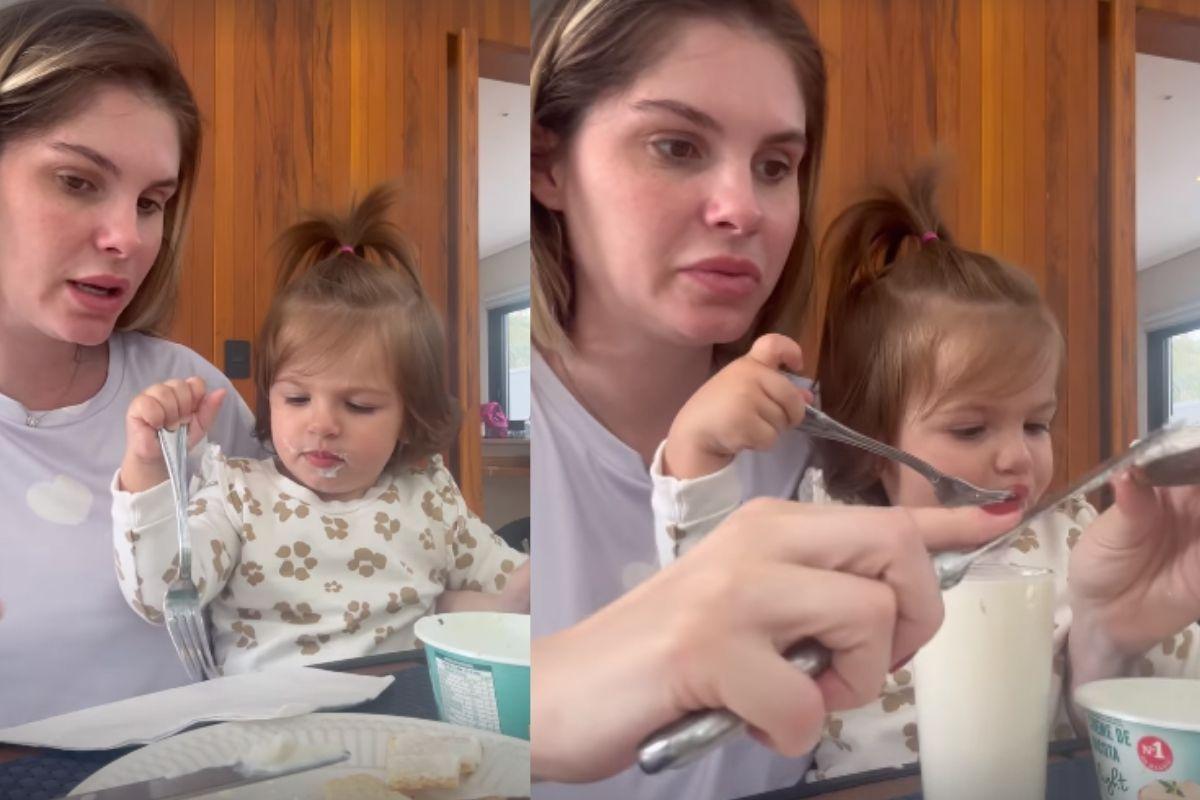 Barbara Evans mostra café da manhã com a filha