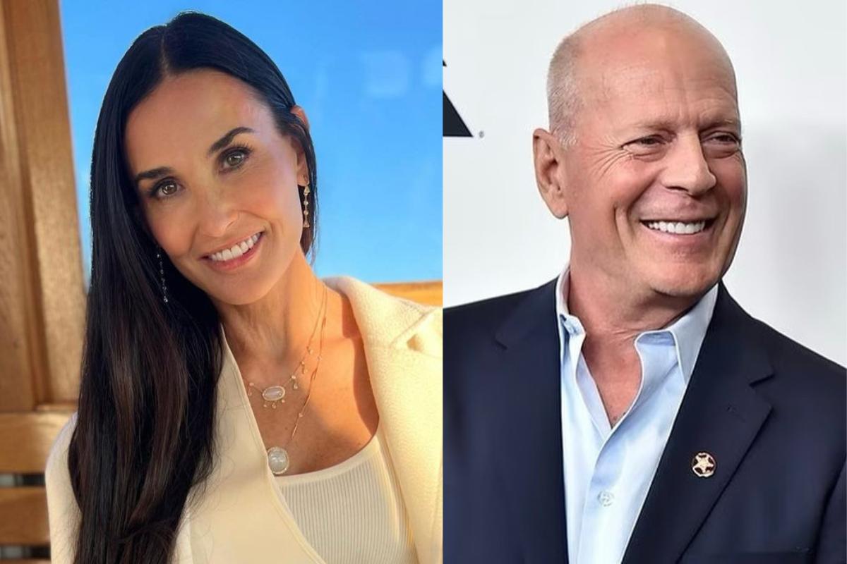 Bruce Willis recebe carinho de Demi Moore no Dia dos Pais
