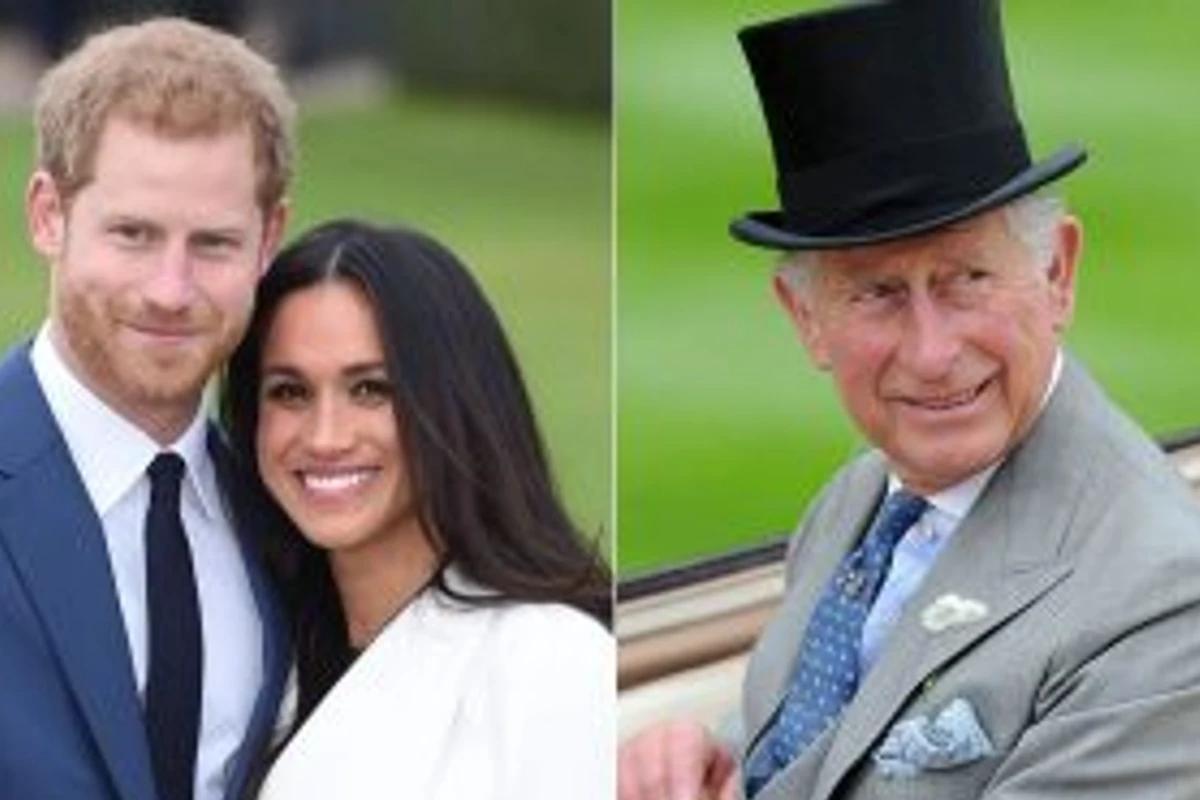 Príncipe Harry com Meghan Markle e Rei Charles III