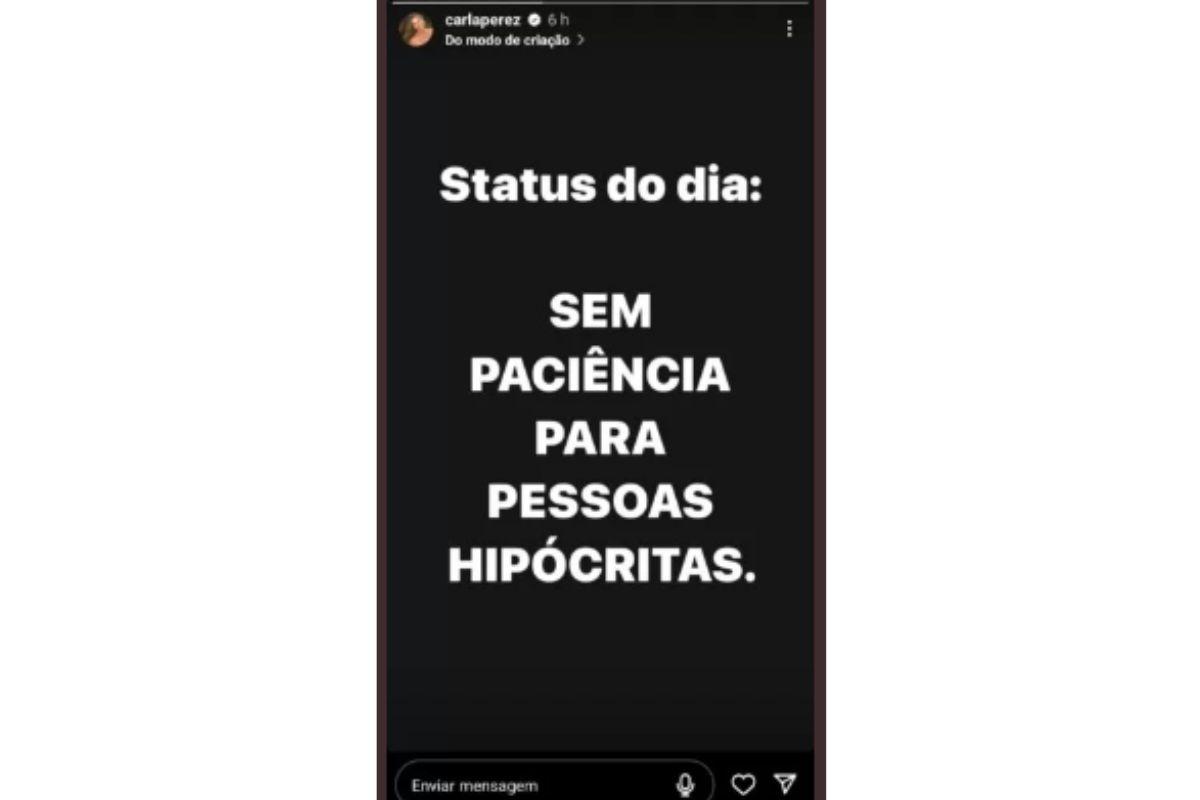 Publicação no Instagram de Carla Perez