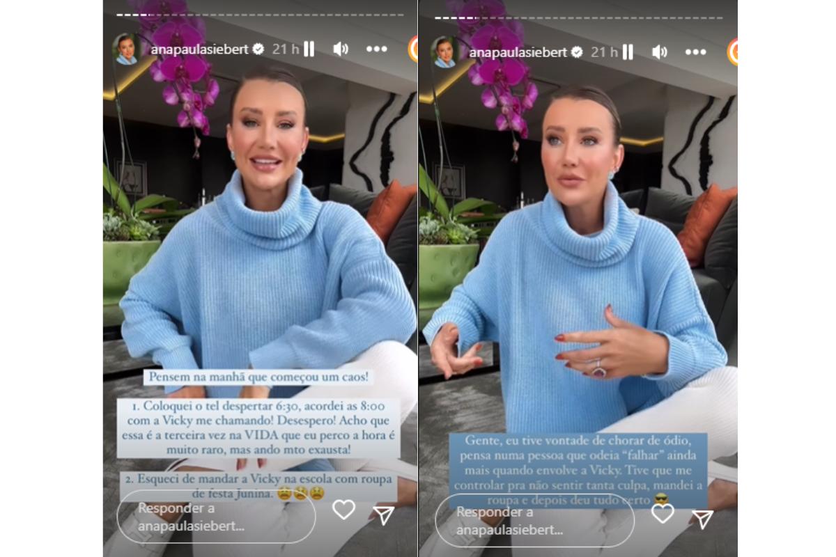 Ana Paula Siebert fala sobre culpa após esquecer festa junina de Vicky