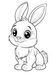 Cute Rabbit Coloring Book Pages Simple Hand Drawn Animal illustration ...