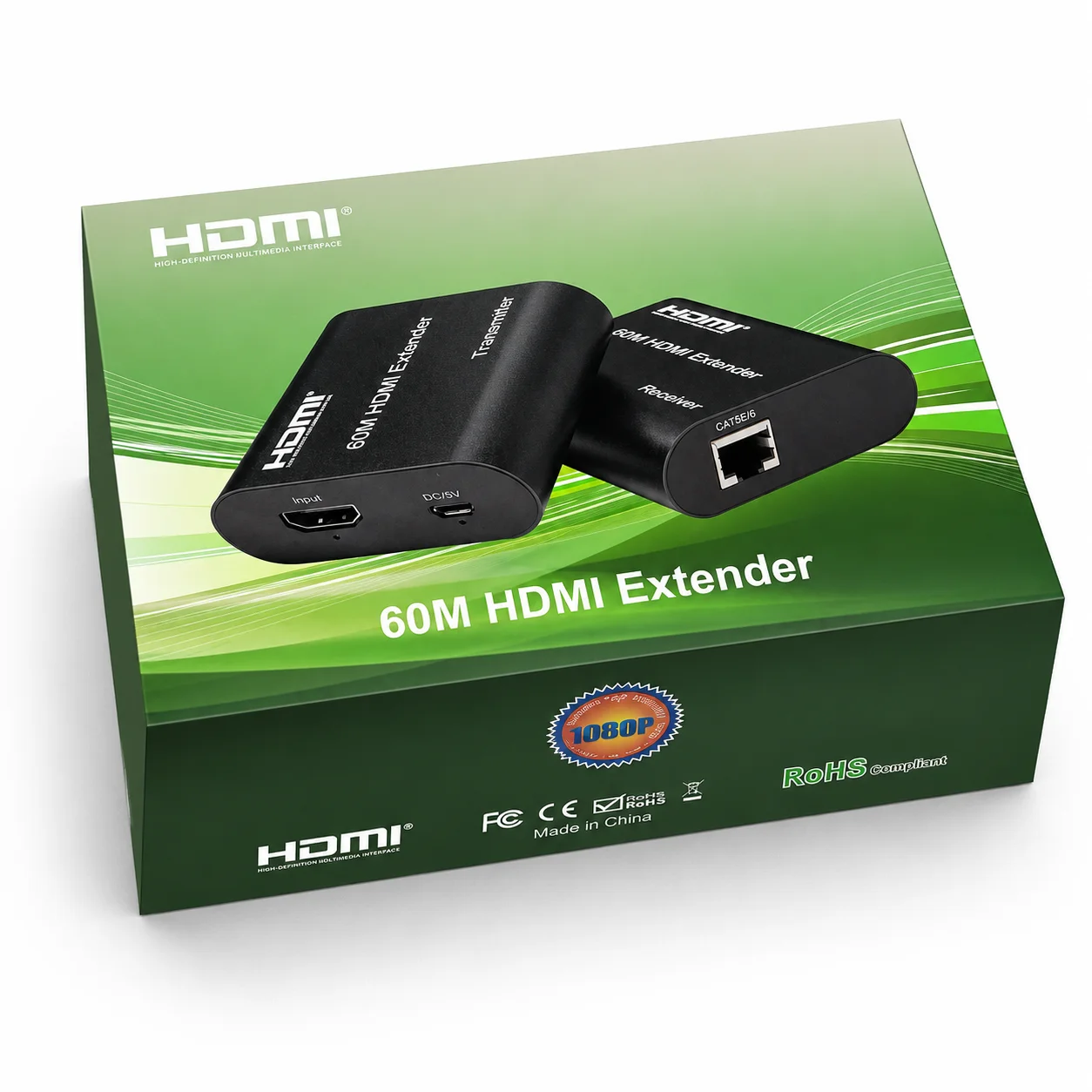 EXTENSOR DE SEÑAL HDMI DE 60M CON CABLE UTP CAT5E/CAT6