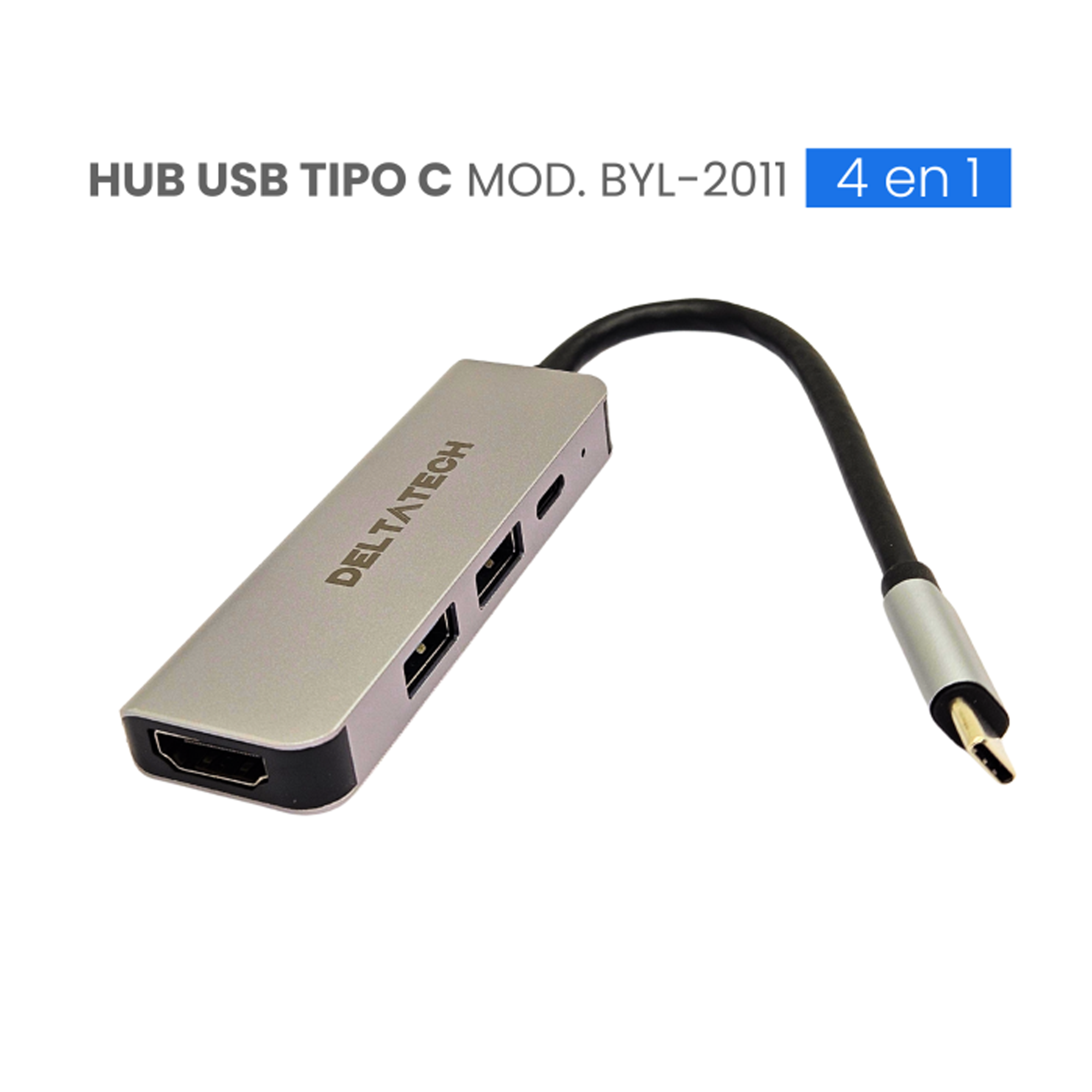 HUB USB TIPO C MOD. BYL-2011 4 PUERTOS (HDMI+USB3.0*1+USB2.0*1+PD 100W)
