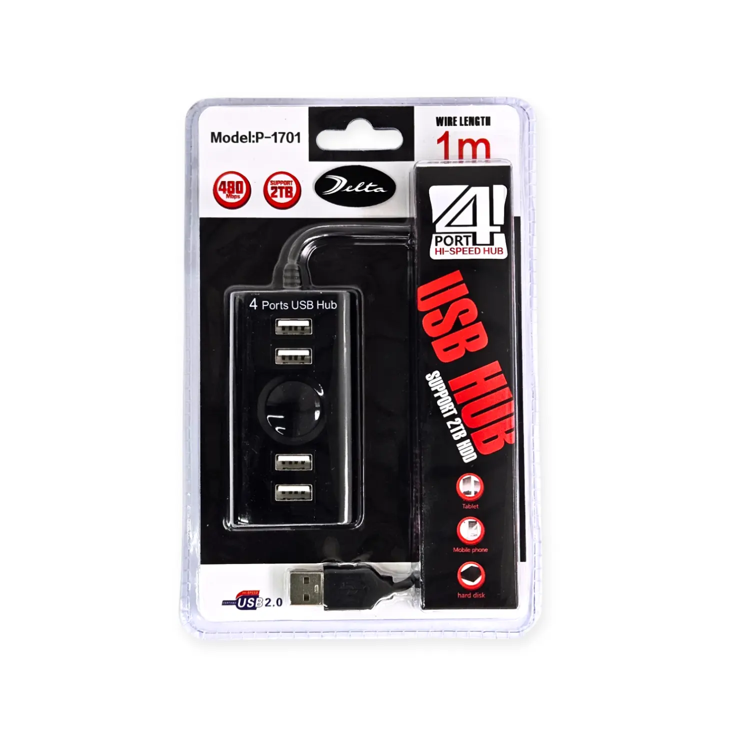 HUB USB 2.0 4 PUERTOS MODELO 1701
