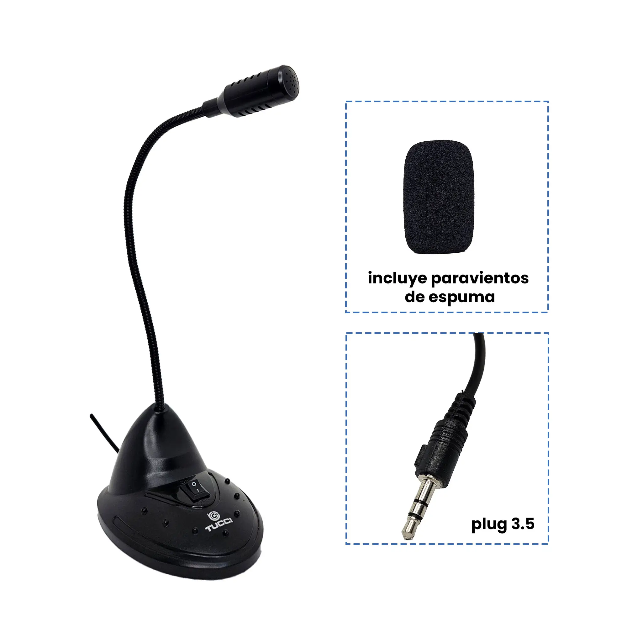 MICROFONO MULTIMEDIA DE PEDESTAL PLUG 3.5 MOD MK-100