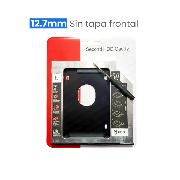LECTOR PARA SEGUNDO DISCO DURO SATA HDD SSD CADDY 12.7 MM DELTA