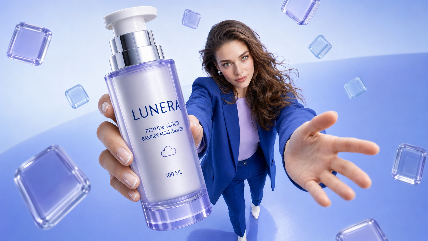 Luxury Moisturizer Campaign AI Prompt — Fisheye Hero Shot