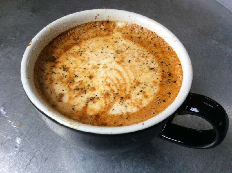 Doctor Bartlett Leonidas Snipes Durham, a.k.a., "The Dr. Durham" - a very special latte topped with ginger and black lava salt, served at Cocoa Cinnamon in Durham, North Carolina.
