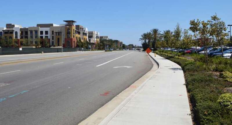 Looking southeast on Alton Parkway just northwest of Jamboree Road - Irvine, Orange County, California. On my right is Diamond Jamboree. Across the street (Alton) are Avalon Irvine apartments; you can also see Calypso Apartments and Lofts to Avalon's