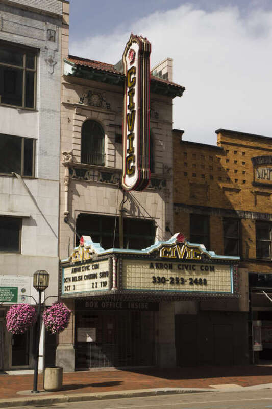 Loew's Theatre (Akron Civic Theatre),182 South Main Street, Akron, Summit County, Ohio - view west showing east face