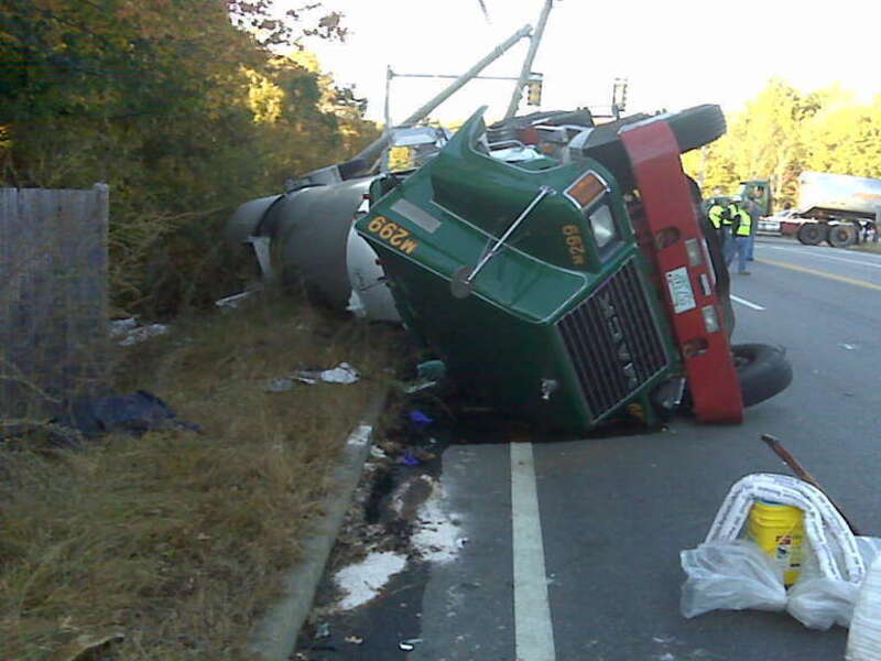 Releases associated with a crash:  100 gallons or less of asphalt plus an unknown amount of diesel from the truck saddle tanks.  
Response includes offloading of remaining asphalt from the tanker truck before it is moved, however the asphalt is hot